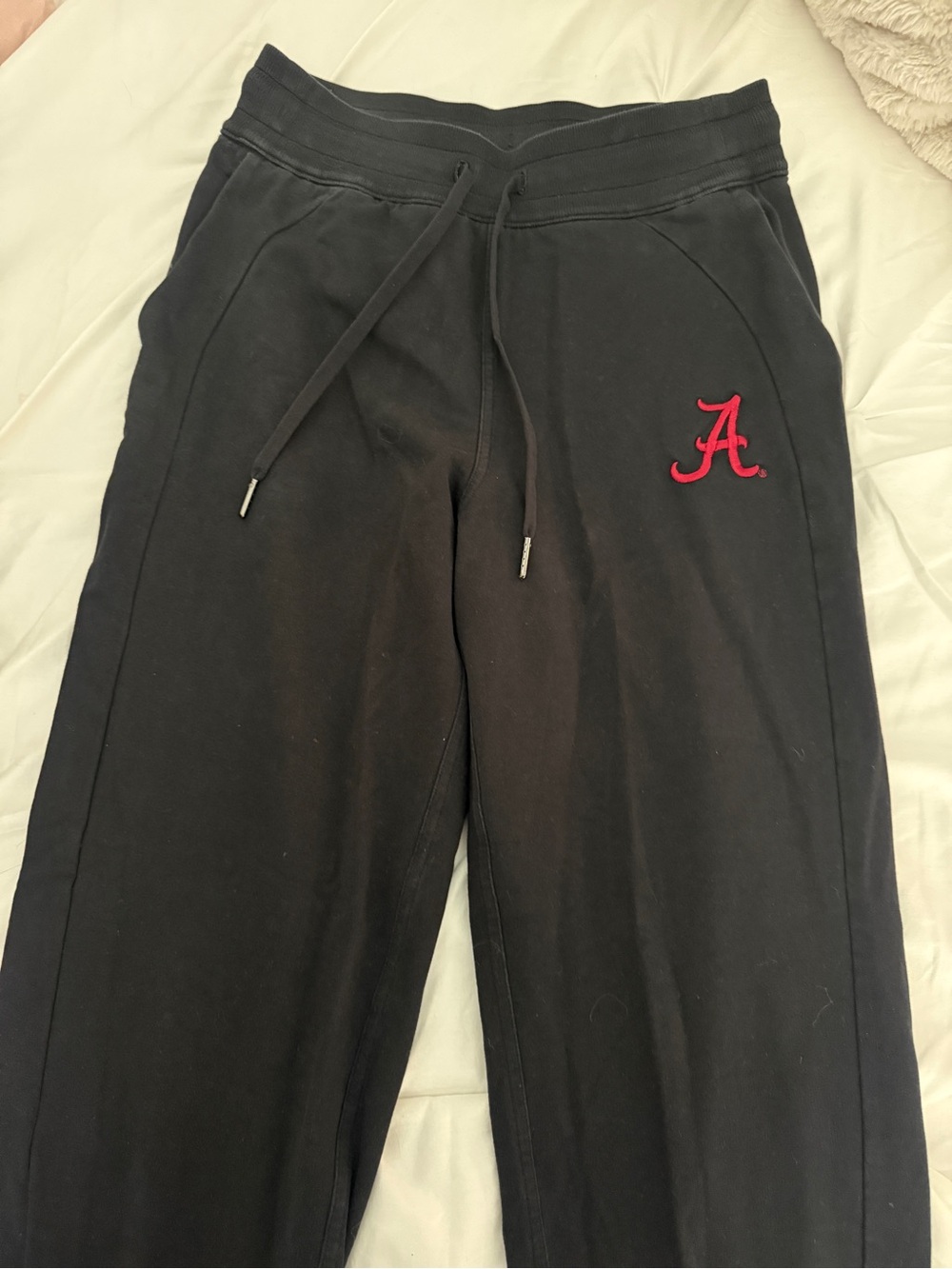 lululemon athletica Black Track Pants with Red 'A' Logo